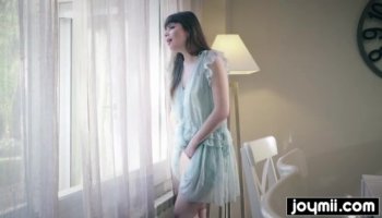 Voluptuous brunette beauty Peggy Jolliff brutally both holes fucked.